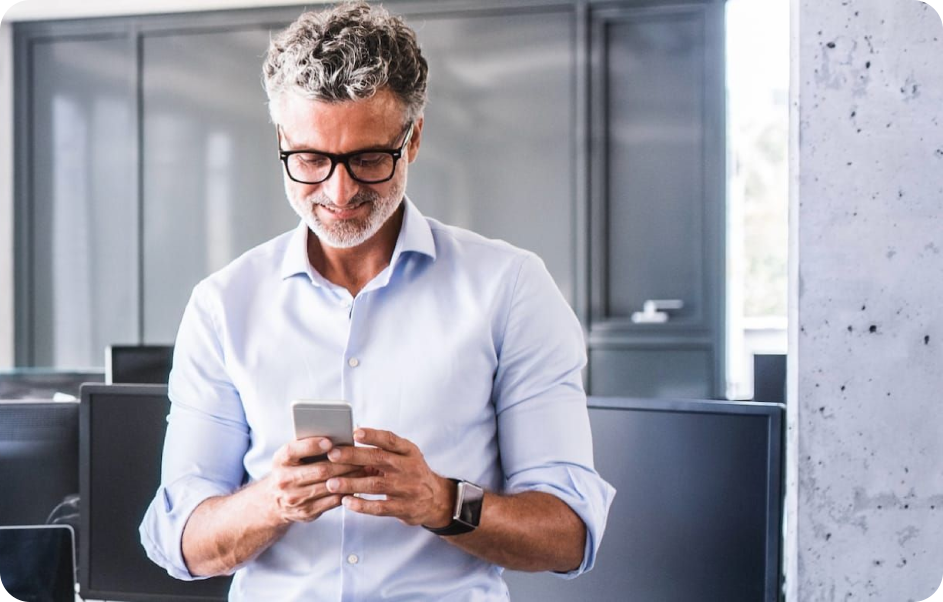 eBonding Header Image - Man reading phone