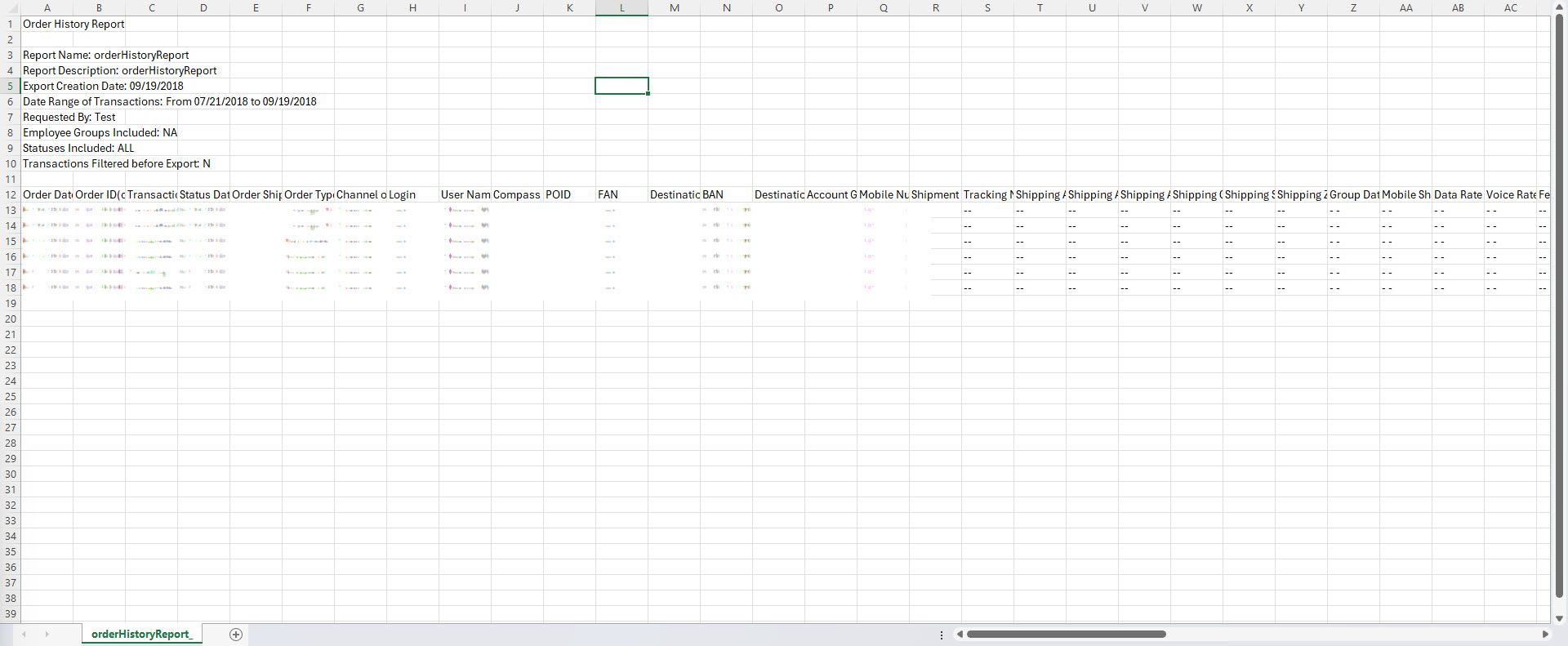 order history report